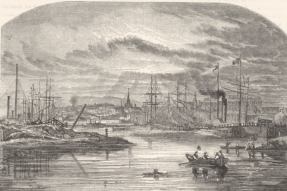 SCOTLAND. View of the City of Aberdeen 1850 old antique vintage print picture